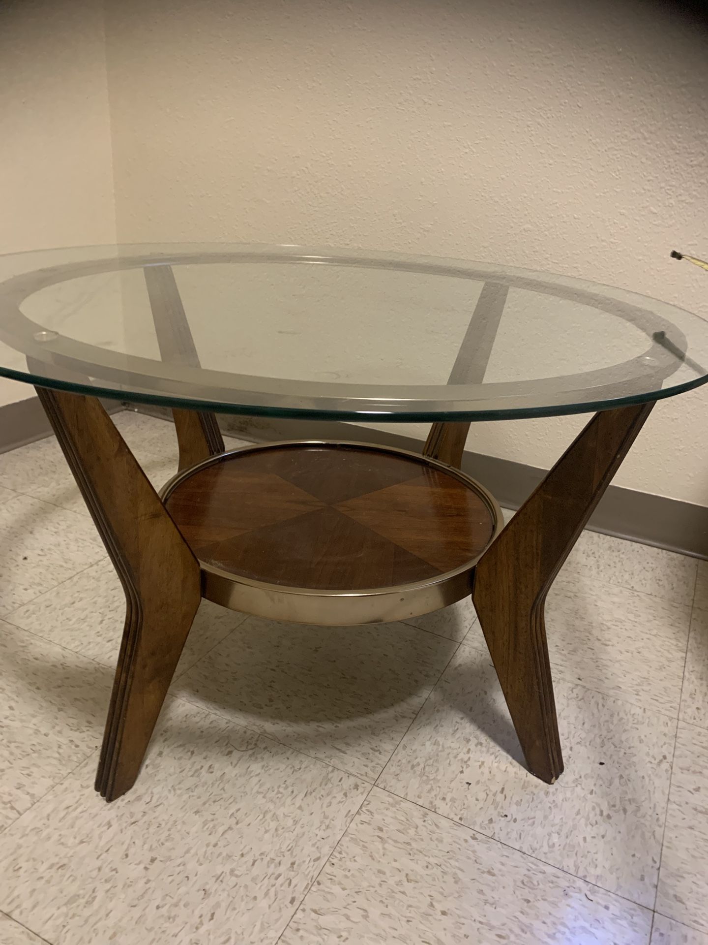 MCM Wood Glass Coffee Table