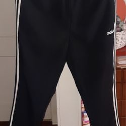 Adidas Black/White 3 Stripe Track Pants size XL
