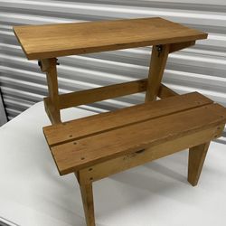Cute Small Child’s Convertible Desk Seat Table Bench Solid Wood Circa 1960’s!