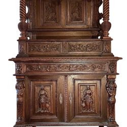 **RARE ANTIQUE MASTERPIECE**French Renaissance Revival Sideboard in Solid Walnut OBO**