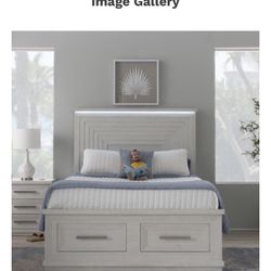 Queen Bed frame With Led Light & Charger Point