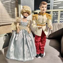 Disney CINDERELLA and PRINCE CHARMING Porcelain Doll Set Limited