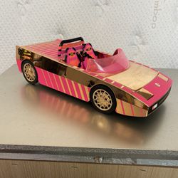 Limited Edition Pink&Gold Barbie Lol Convertible Car Pool & Dance 