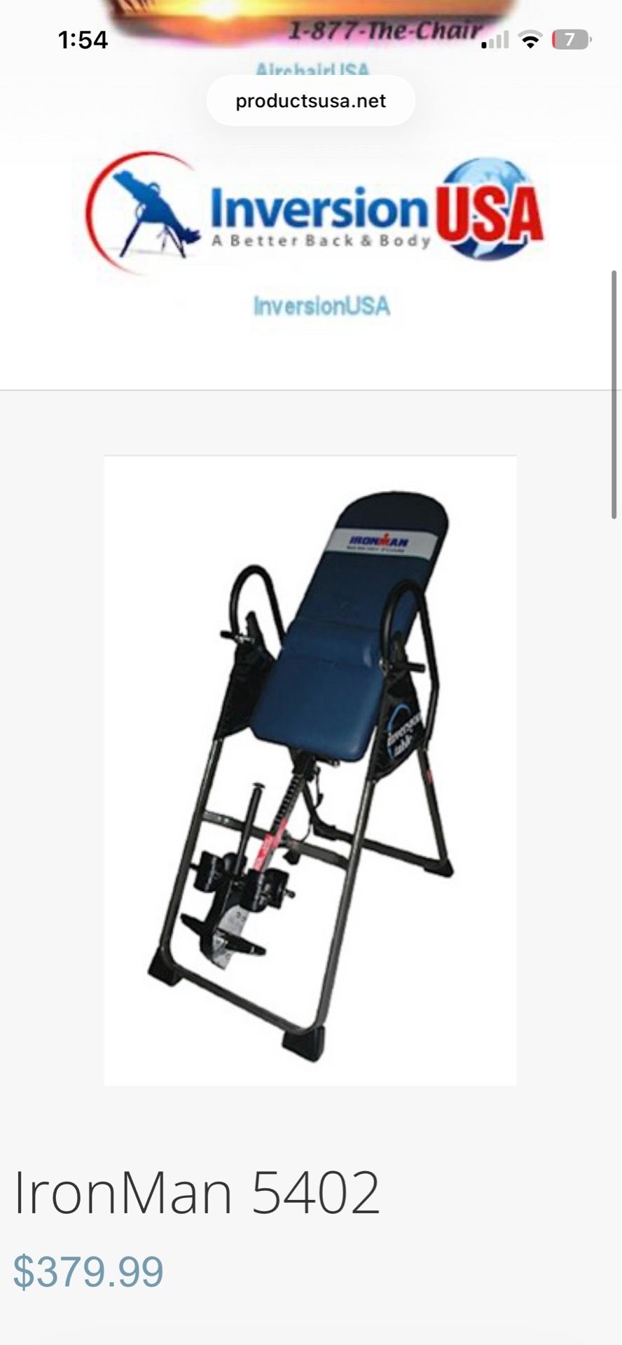 IronMan Inversion Table - Model Number 5402
