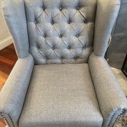 2 Light Grey Wingback Chairs