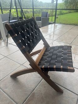 Folding Wood Chair with Woven Strap Seat