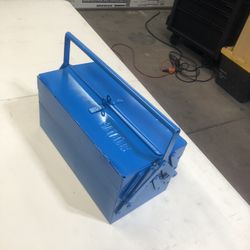 Vintage Retro Blue Cantilever Metal Lockable Tool Box Case Storage