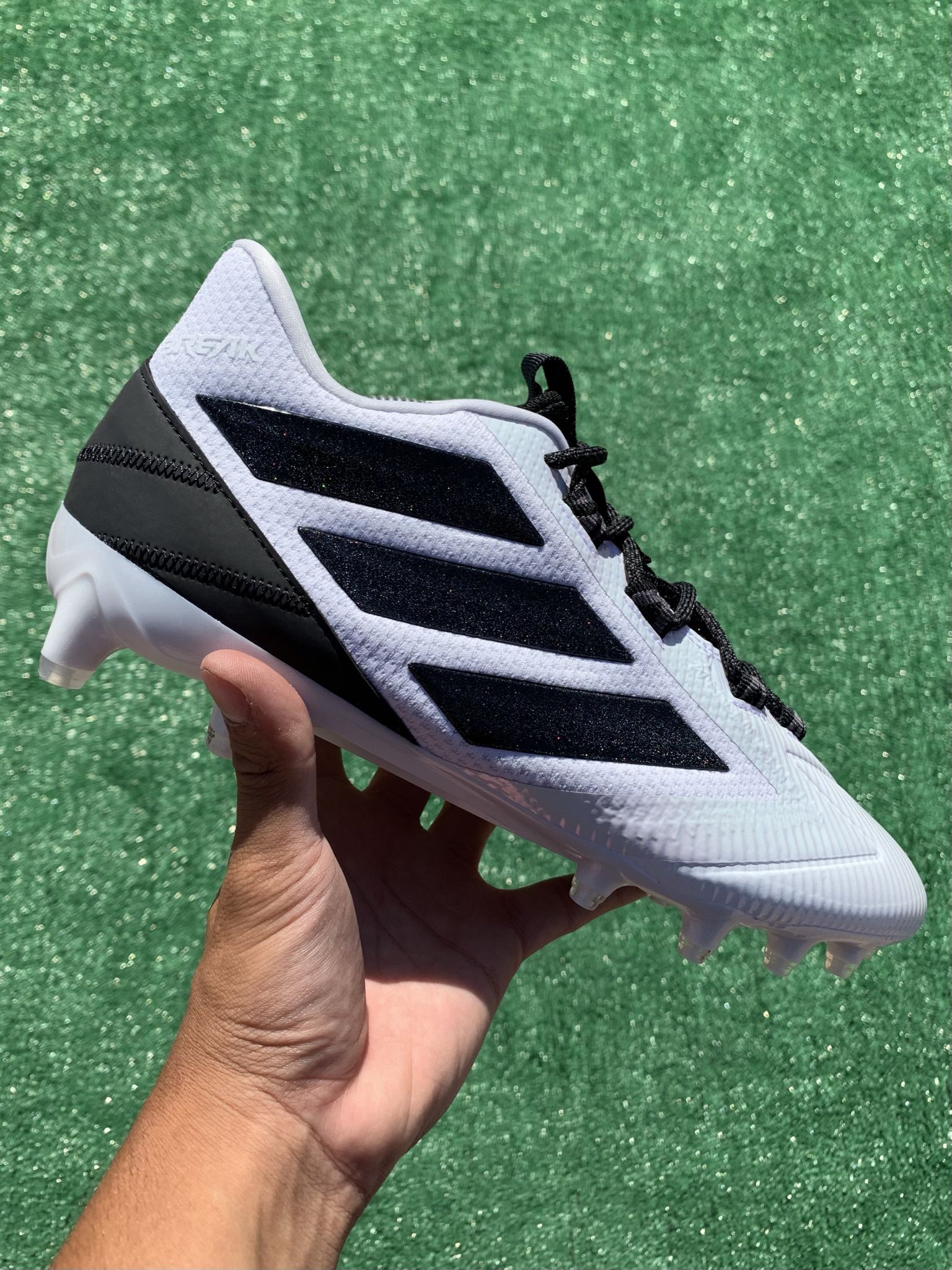 ADIDAS FREAK CARBON LOW “WHITE / BLACK” FOOTBALL CLEATS (Size 11.5, Men’s)