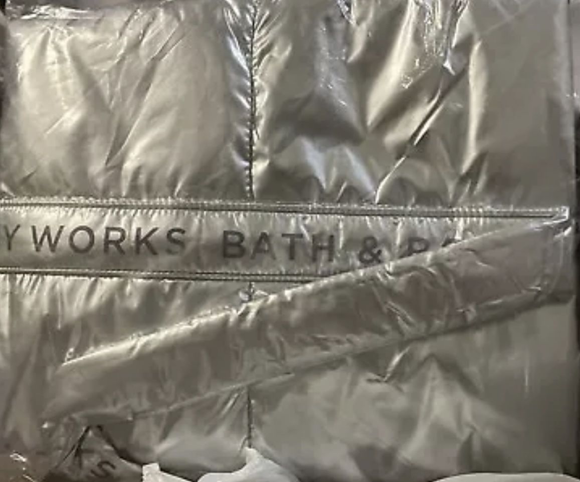 Bath & Body Works Silver Puffer Tote Bag … Brand New with Tags