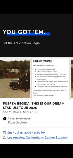 Fuerza regida 2 tickets 7/18/26