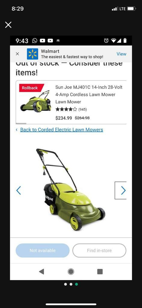 Sun Joe 14" 28 Volt 4 Amp Cordless Lawn Mower( Used The Mower 2xs)