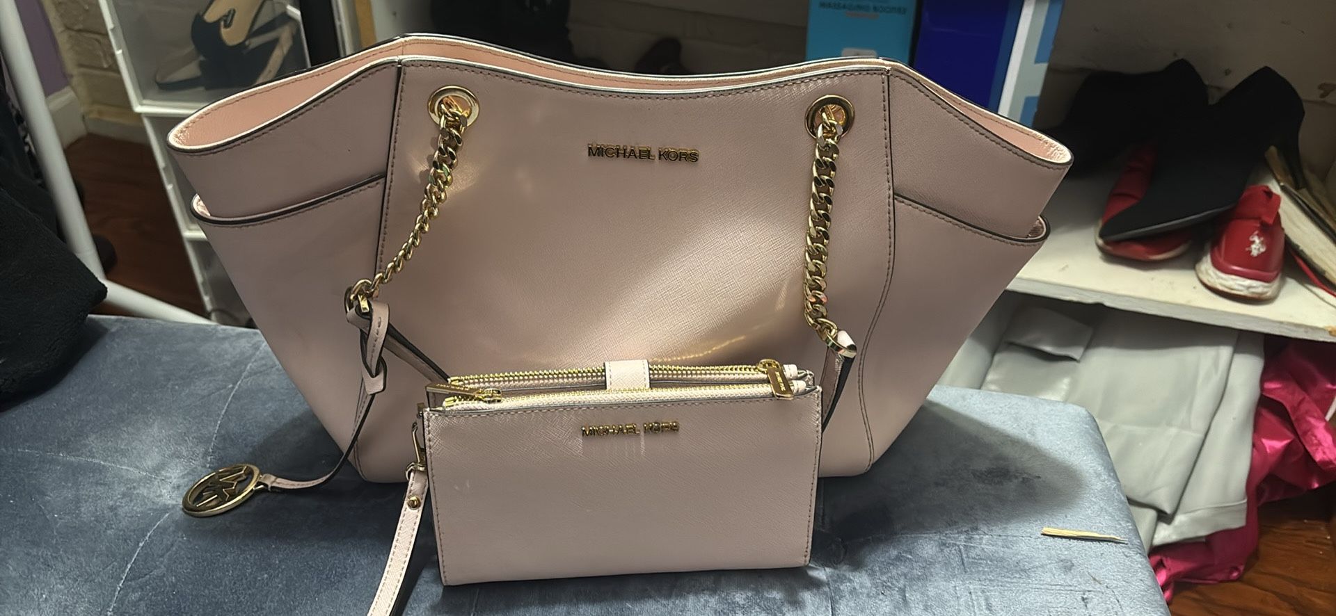 Pink Michael Kors Bag And Wallet