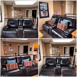 2 Sets Leather Sofás