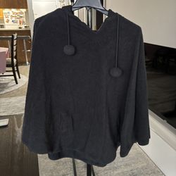One Size Gray Sherpa Poncho 