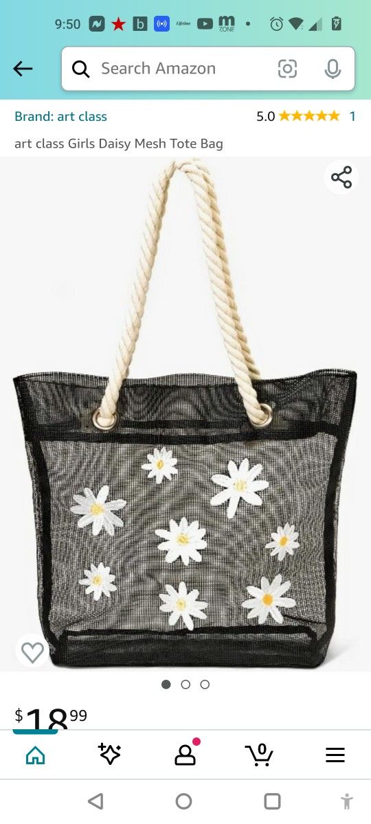 Girls Daisy Mesh Tote Bag