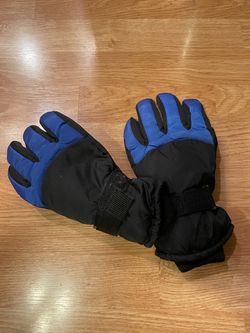 Youth Blue and Black Insulated Winter Ski Gloves