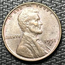 1951 D Lincoln Wheat Cent Penny Coin 