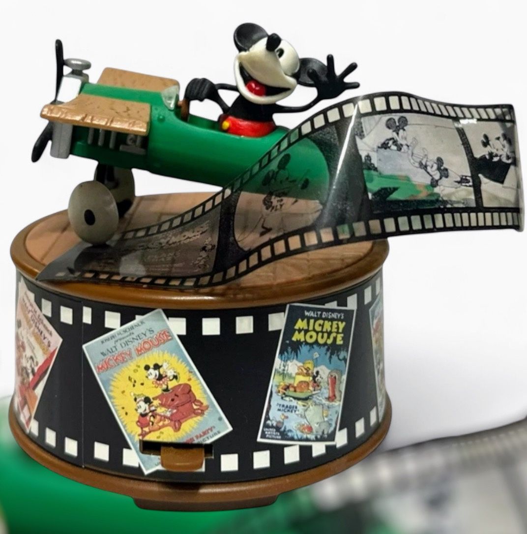 Vintage Disney Enesco “Plane Crazy” Mickey Mouse Musical Figurine w/ Box 1992