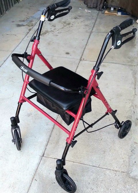 4 Wheel Drive Medical Walker With Seat, Removable Back Support