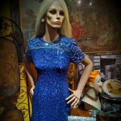 Vintage 80s Robert Antony Beaded Blue Cocktail Dress