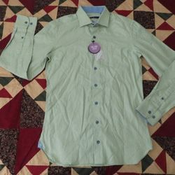 Hammer Made Men's Dress Shirt Size 38/15 Plaid Green White Cotton Button Up