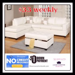 New white bonded leather sofa sectional