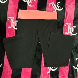 Black & Pink Foldover Leggings