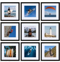 Black Picture Frames Set of 9 (12x12)