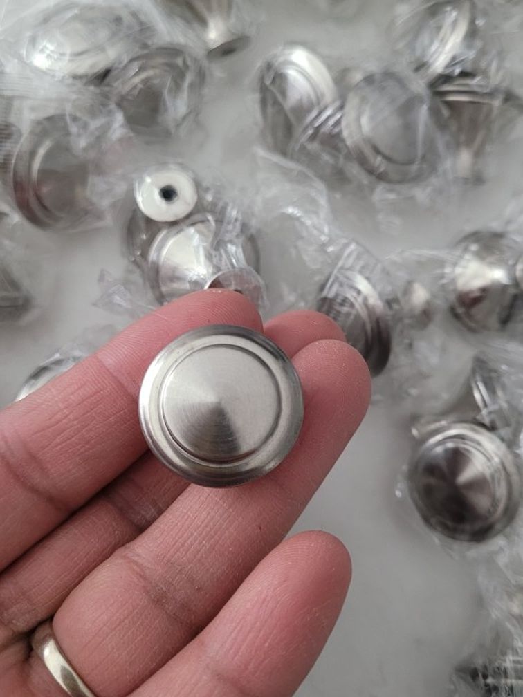 Antrader 1-Inch Diameter Cabinet Pull Cupboard Drawer Handle Knobs Wardrobe Handle with Screw Furniture Hardware Silver 20Pcs