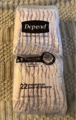 New One (1) Women’s Depend Incontinence Adult Diapers Underwear Disposable, XXL, Blush, 22 Count