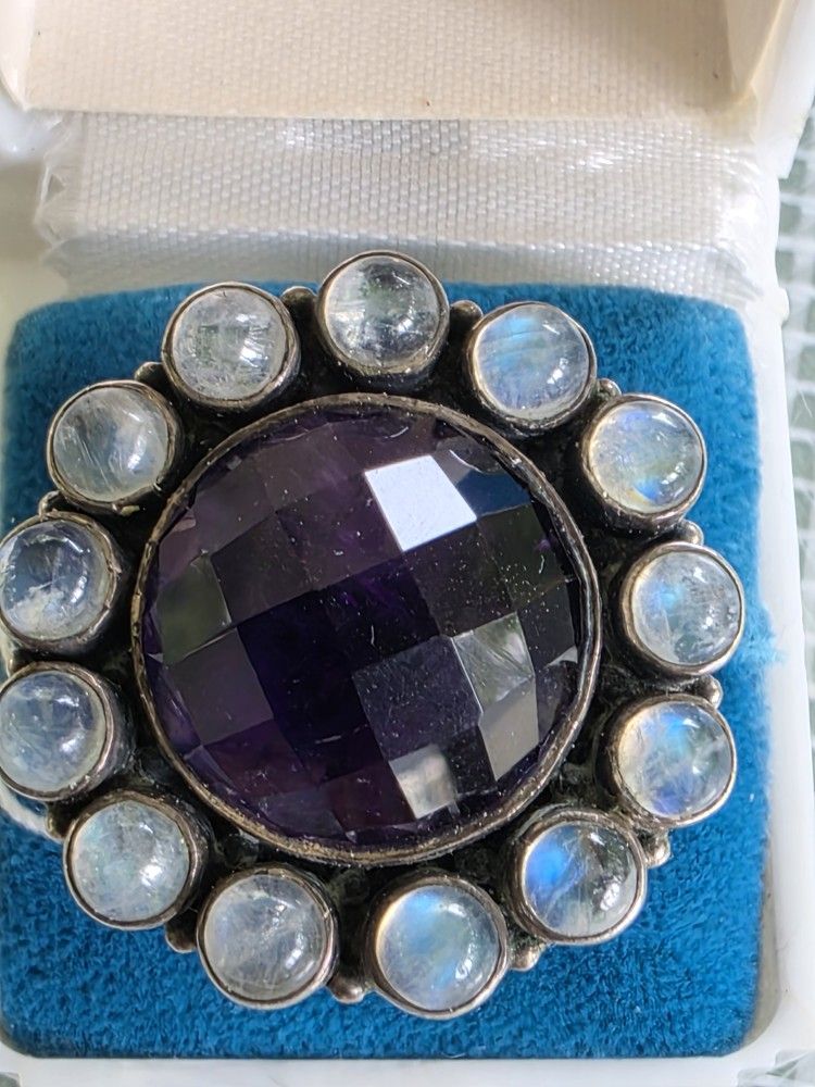 Sterling Silver Blue Stones Size 7