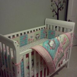 White Crib With Mattress