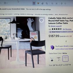 New In box Modern Pedestal Dining Table