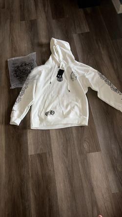 White chrome heart hoodie