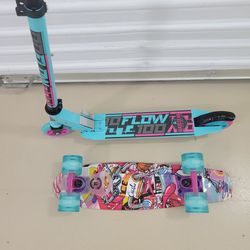 Madd Gear Carve 100 Folding Kids Inline Kick Scooter  Height Adjustable 3 Yrs +
AND Skateboard