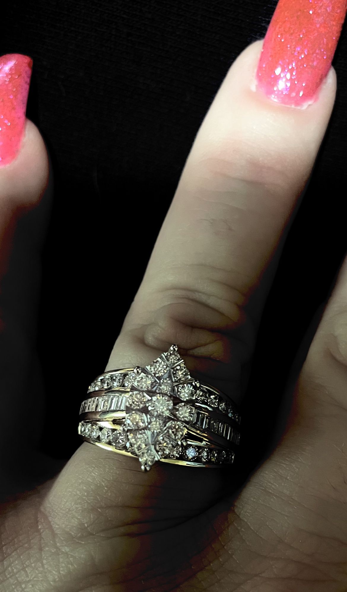 Engagement Ring DiamondsYellow & White Gold. 14 Kt. 1.46 Ct Weight 63 Diamond Stones $1,200.00