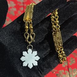 24K Gold PLATED Filipino Sun Jade (White) Dragon Necklace 