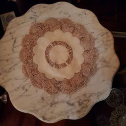 SET OF ANTIQUE LAMPS & MARBLE TOP TABLES 