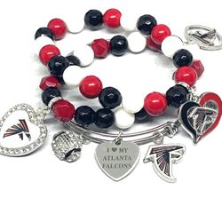 Atlanta Falcons Stacked Beaded Charm Bracelet 