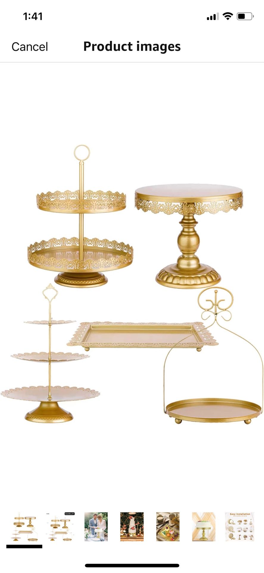 5 Piece Gold Metal Cake Stand Set
