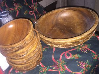 Wood carved set Of bowls