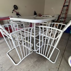 White Aluminum Patio Table Set 