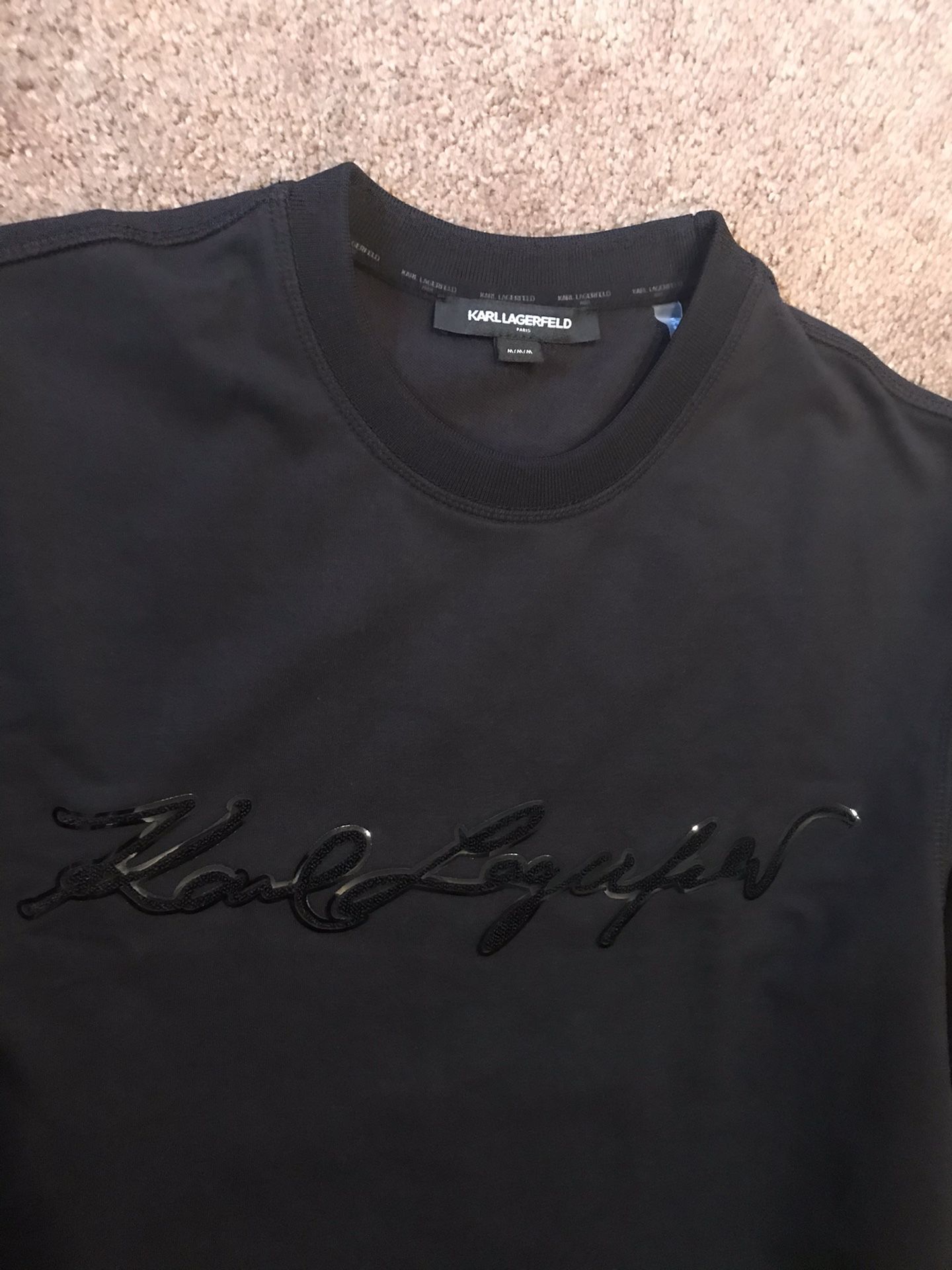 Karl Lagerfeld Paris Signature Logo Crewneck Sweatshirt Black Men’s ...