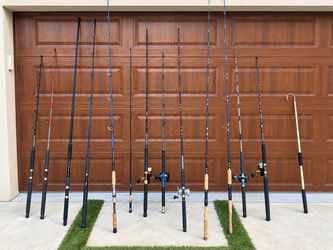 Fishing Rod & Reel Lot – 12+ Rods, Reels & Gaff – Selling Everything Together