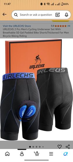 URLECHS 2 Pcs Men's Cycling Underwear Set With Breathable 5D Gel Padded Bike ShortsThickened For Men Bicycle Biking Riding