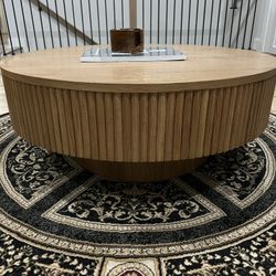 New Pedestal Round Wood Coffee Table