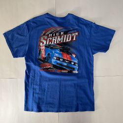 Rare Breed Racing RBR Rick Schmidt Mustang Blue Two Side T Shirt Size XL