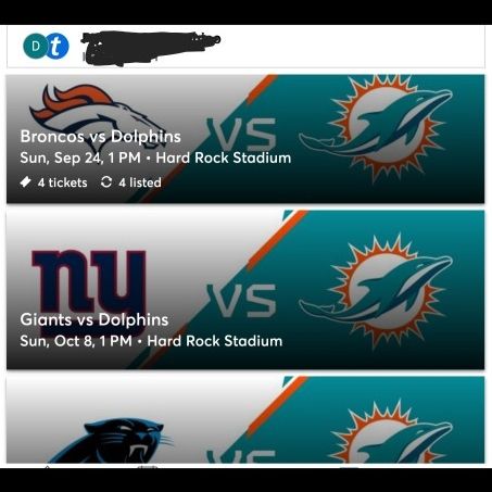 NFL Dolphins Tickets SEC 115 ROW 13 SEATS 7-10 for Sale in Miami, FL -  OfferUp