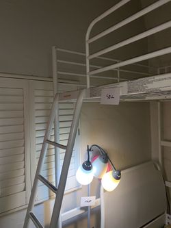 IKEA Tromso Double Bed Frame Metal Loft Bed - White - Partly Assembled