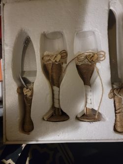 Wedding Champagne Cups And Cake Server Set